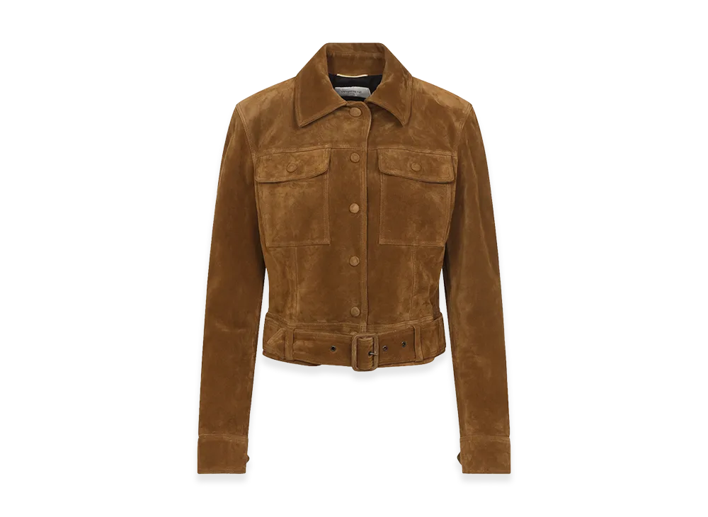 Saint Laurent Women's Jacket In Vintage Split Leather "Brown"