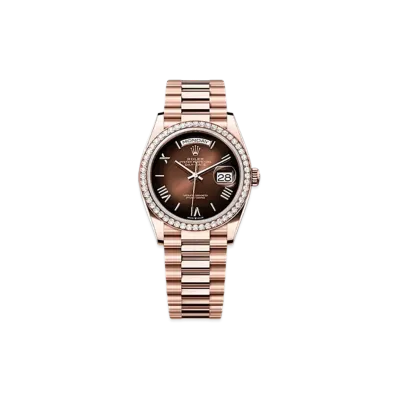 ROLEX Day-Date 36mm Everose Gold Diamond 128345RBR "Brown Ombre"