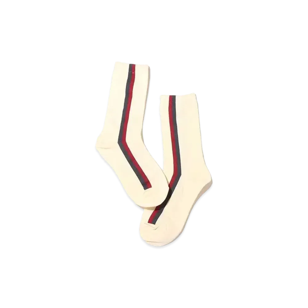 atmos pink Vertical Line Socks "White"