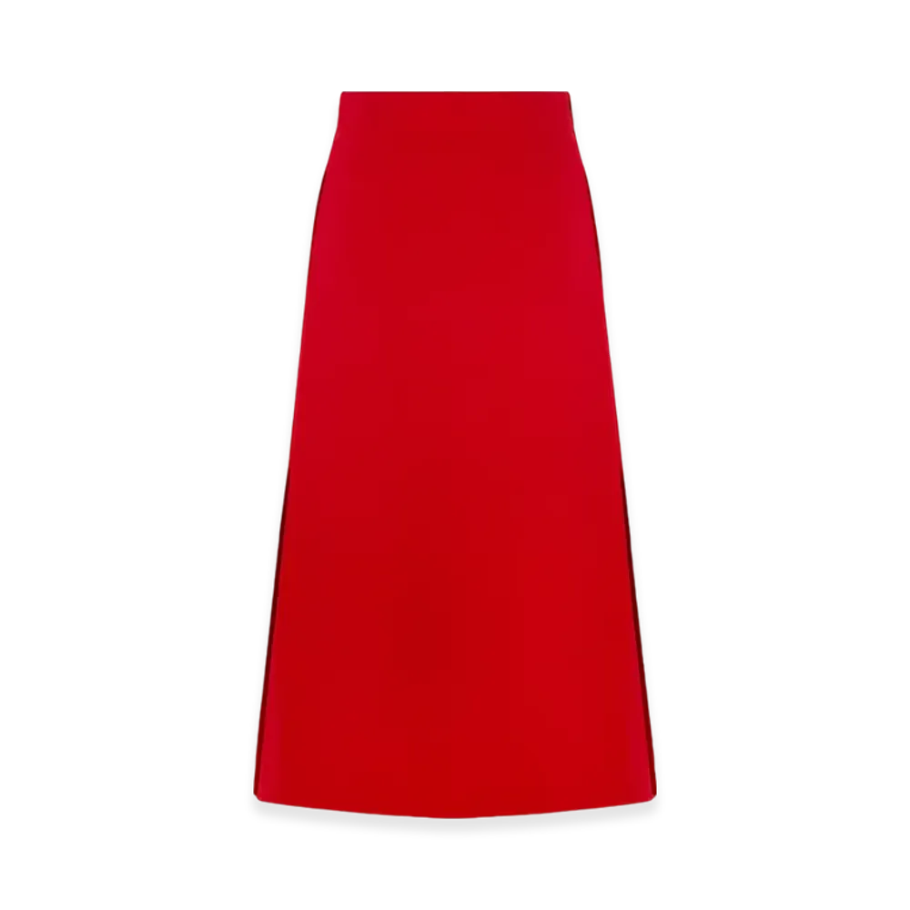 Dior Women's Mid-Length Straight-Cut Skirt Amaryllis Wool Silk "Red"