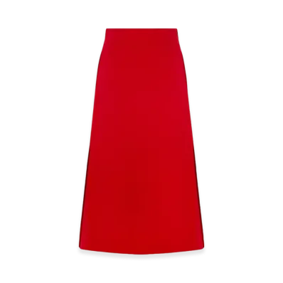 Dior Women's Mid-Length Straight-Cut Skirt Amaryllis Wool Silk "Red"