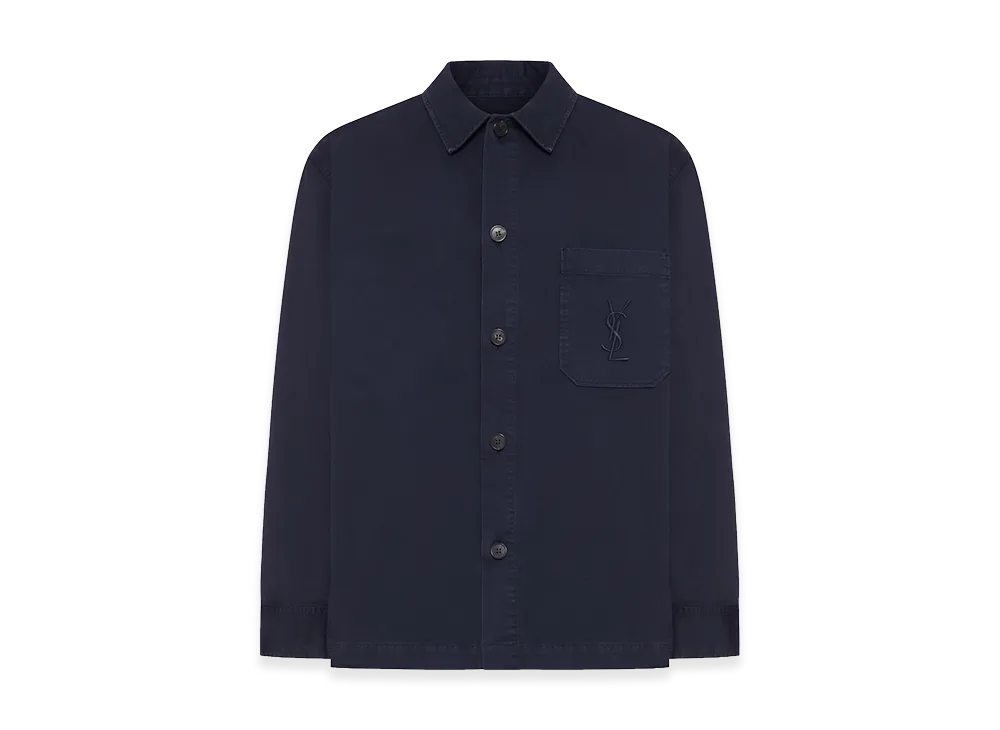 Saint Laurent Cassandre Overshirt In Cotton And Linen Gabardine "Blue"