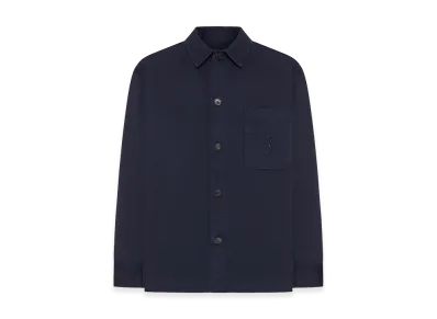 Saint Laurent Cassandre Overshirt In Cotton And Linen Gabardine "Blue"