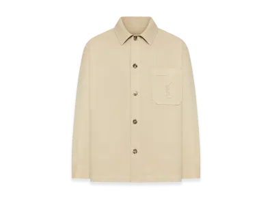 Saint Laurent Cassandre Overshirt In Cotton And Linen Gabardine "Beige"