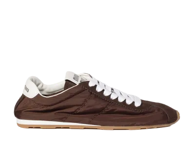 MIU MIU Women's Plume Technical Fabric and Suede Sneakers "Sienna"