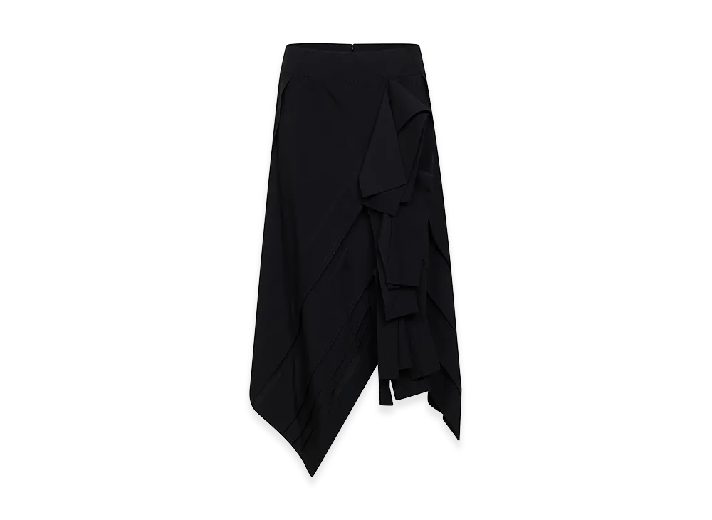 Bottega Veneta Women's Light Wool Fresco Midi Ruffle Skirt "Black"