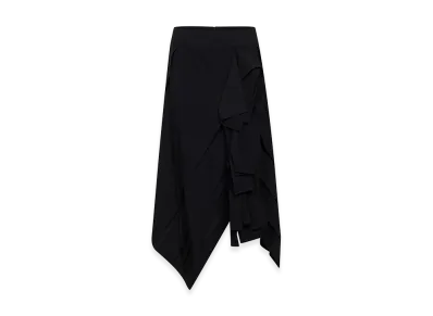 Bottega Veneta Women's Light Wool Fresco Midi Ruffle Skirt "Black"