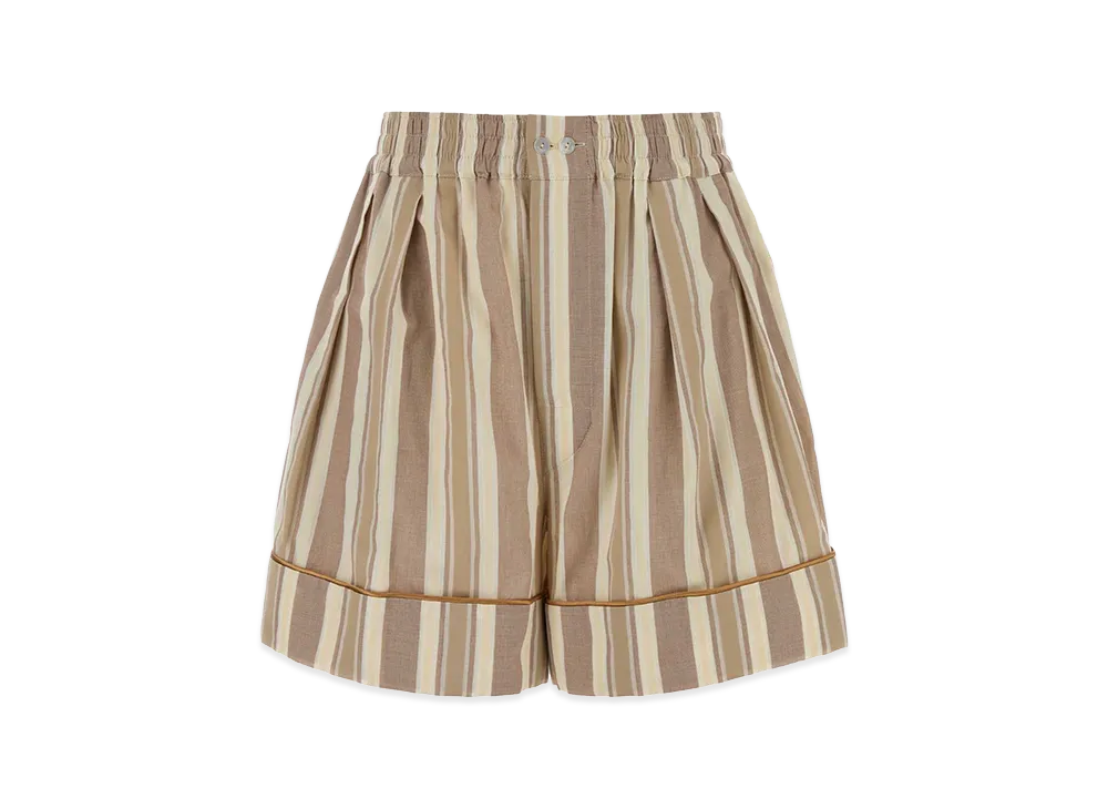 Saint Laurent Women's Embroidered Cotton Shorts "Beige"