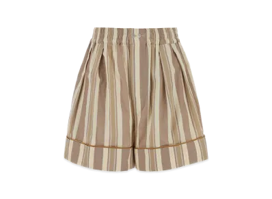 Saint Laurent Women's Embroidered Cotton Shorts "Beige"