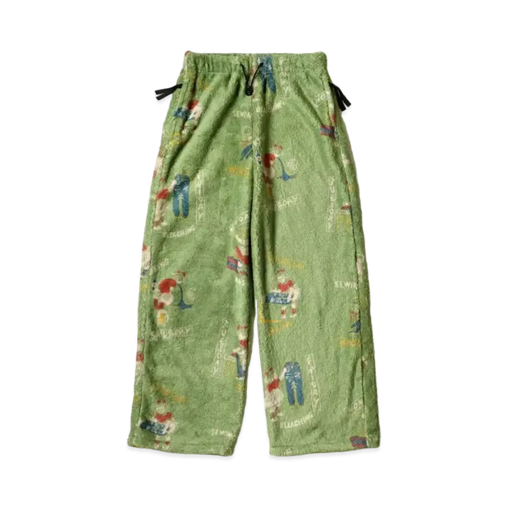 KAPITAL Country Calendar Fleece Easy Straight Pants "Light Green"