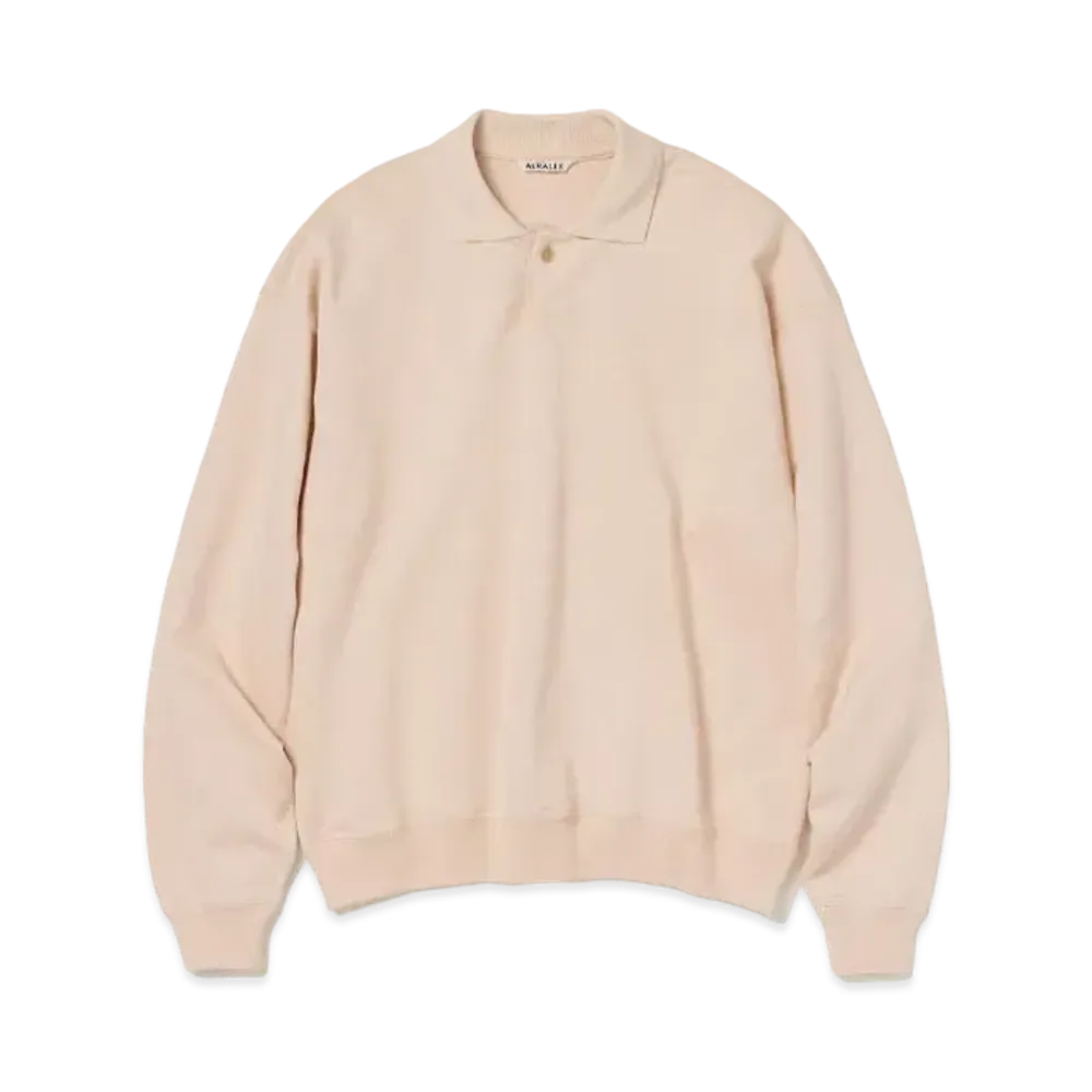AURALEE Pima Light Sweat Polo "Light Pink"