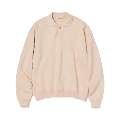 AURALEE Pima Light Sweat Polo "Light Pink"