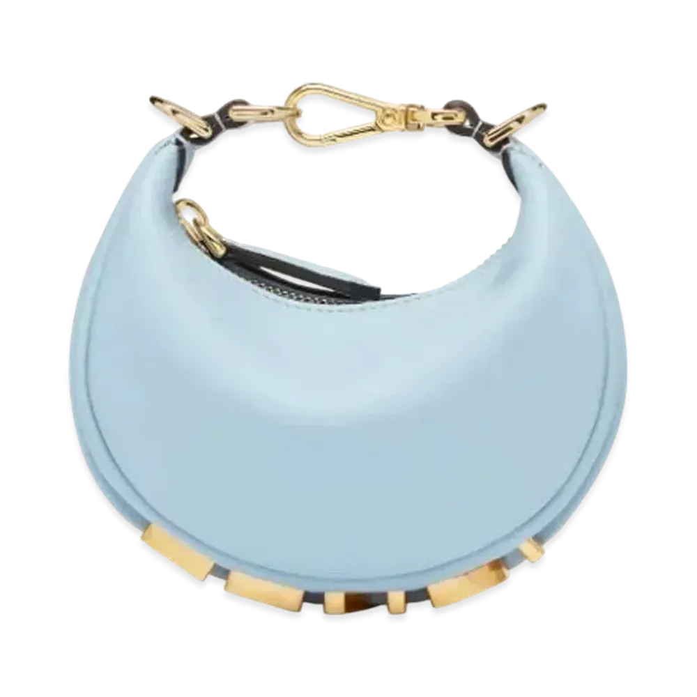 FENDI Nano Fendigraphy Leather Charm "Light Blue"