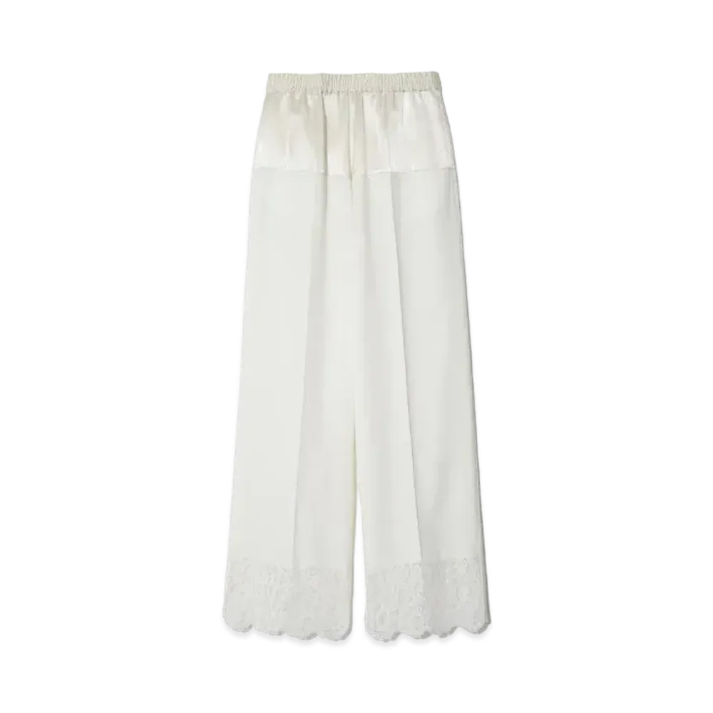 UNDERCOVER Lace Switching Triacetate Easy Pants "White"