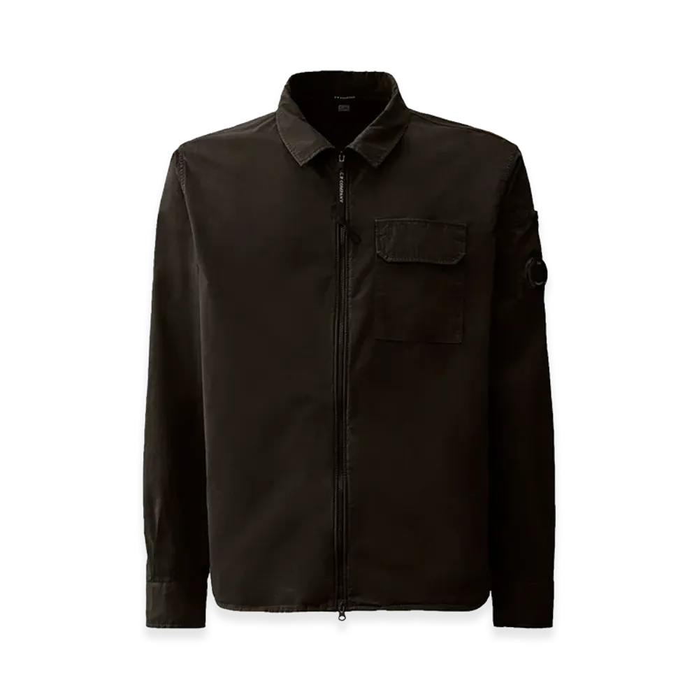 C.P. Company Organic Gabardine Zipped Lens Overshirt "Black"