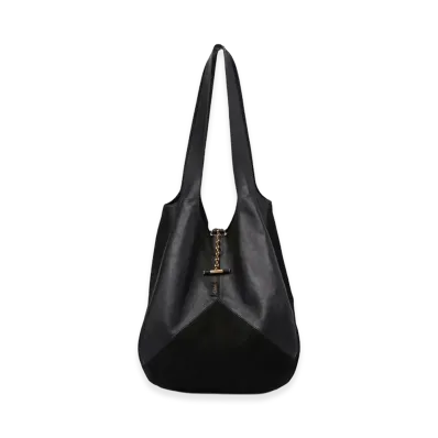 Chloe Women's Suede And Leather Balloon Shopping Bag "Black"