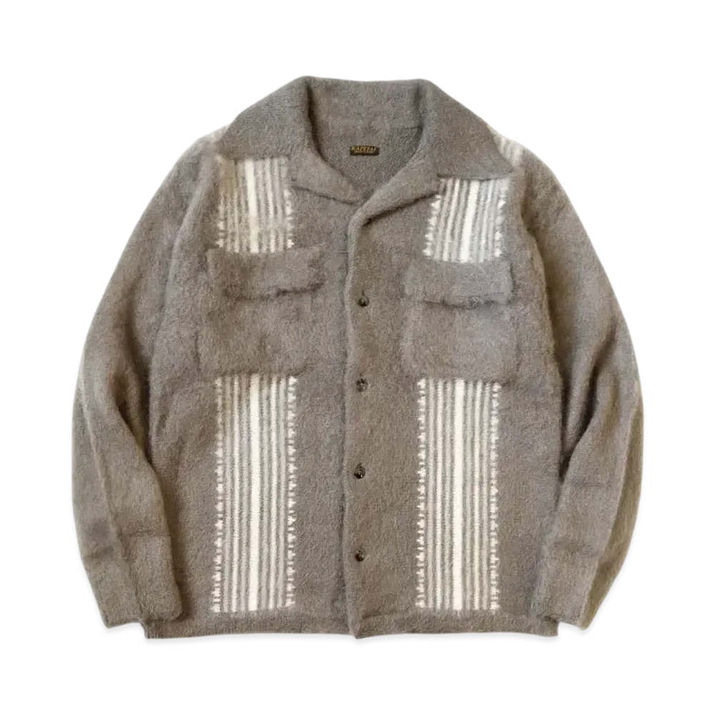 KAPITAL 7G Mohair Knit Border Shirt "Moka Beige"