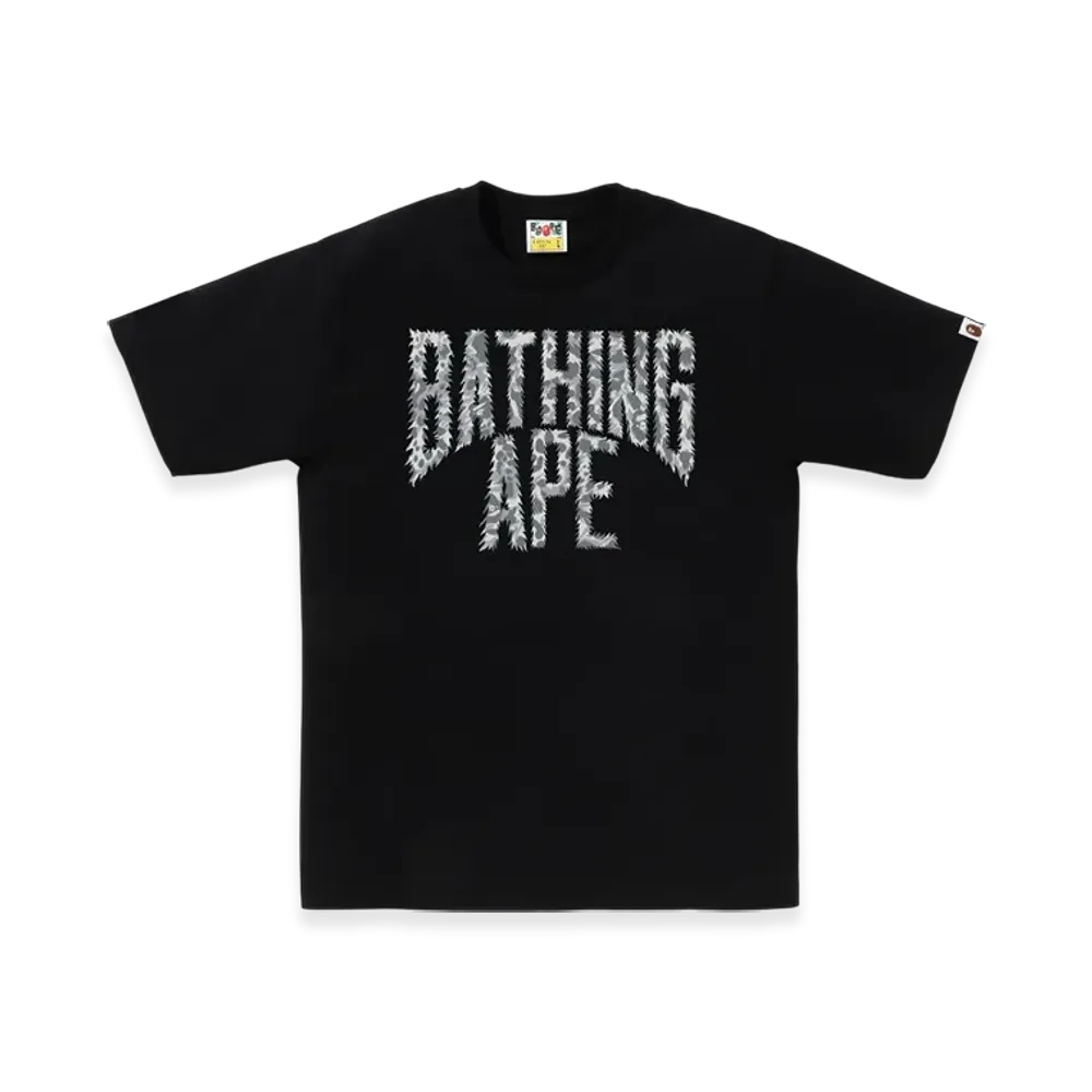 A BATHING APE Wild Leopard Pattern Nyc Logo Tee "Black Grey"