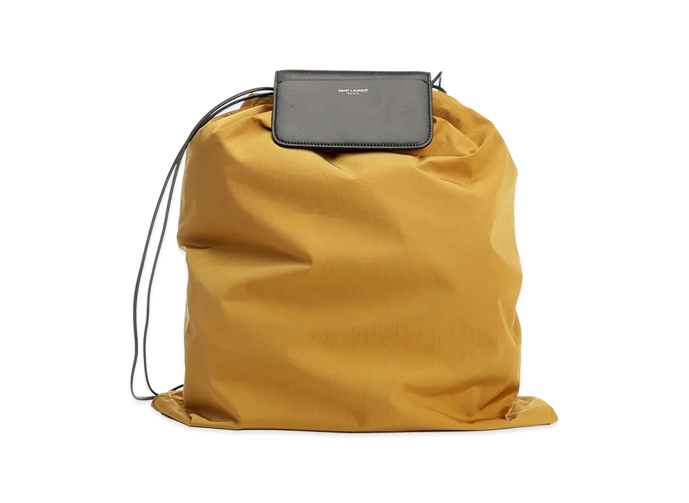 Saint Laurent YSL Pochon Large Nylon And Leather "Black"