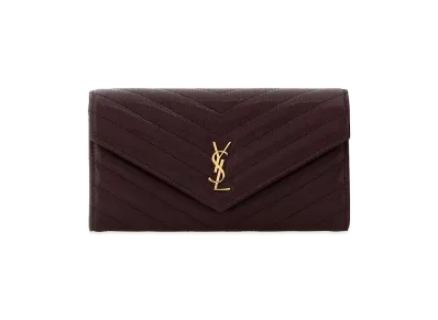Saint Laurent Women's Plum Leather Wallet "Bordeaux"