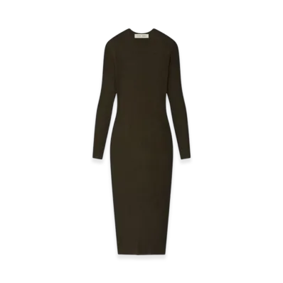 FEAR OF GOD ESSENTIALS Women's Rib Long Sleeve Dress "Brown"