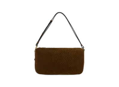 GUCCI Women's Suede Gucci Half Horsebit Shoulder Bag "Camel"