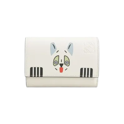 LOEWE Women's Futurist Cat Small Vertical Wallet "White"