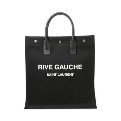 Saint Laurent Rive Gauche North/South Noe Tote Bag In Felt And Leather "Nero"