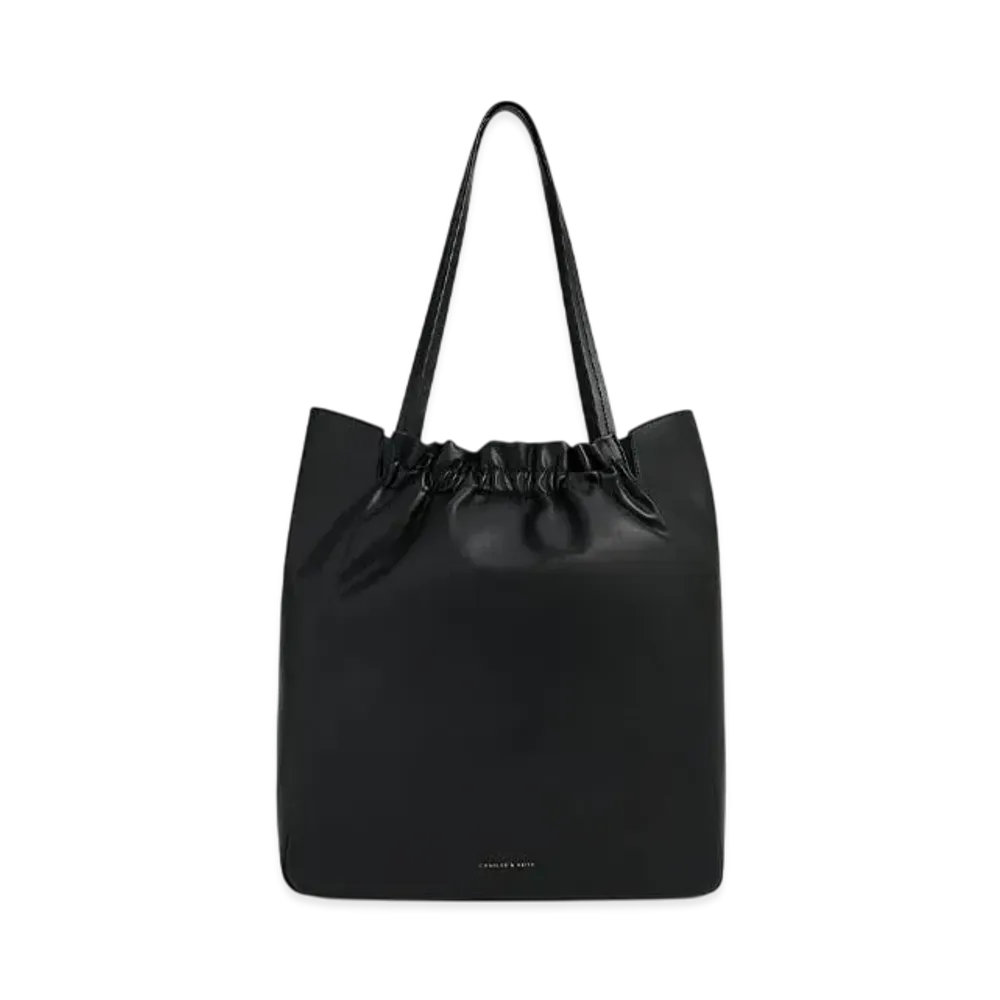 CHARLES & KEITH Brigitte Ruched Tote Bag "Noir"