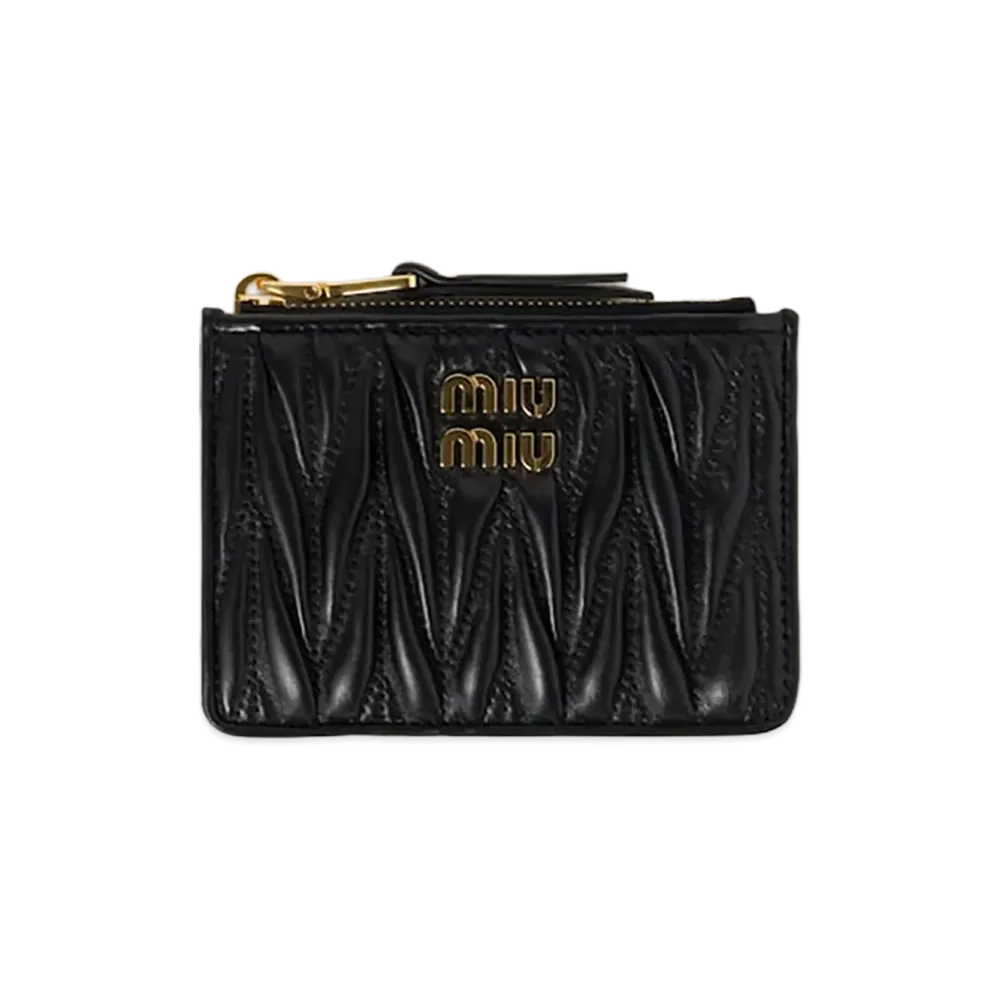 MIU MIU Matelasse Nappa Leather Card Holder "Black"