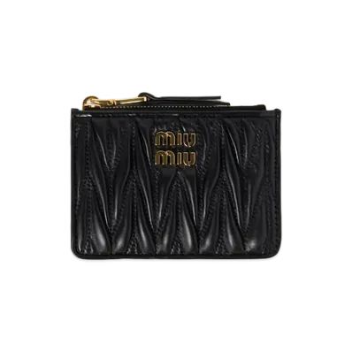 MIU MIU Matelasse Nappa Leather Card Holder "Black"