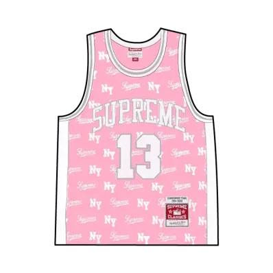 Supreme x Mitchell & Ness Monogram Basketball Jersey "Pink"