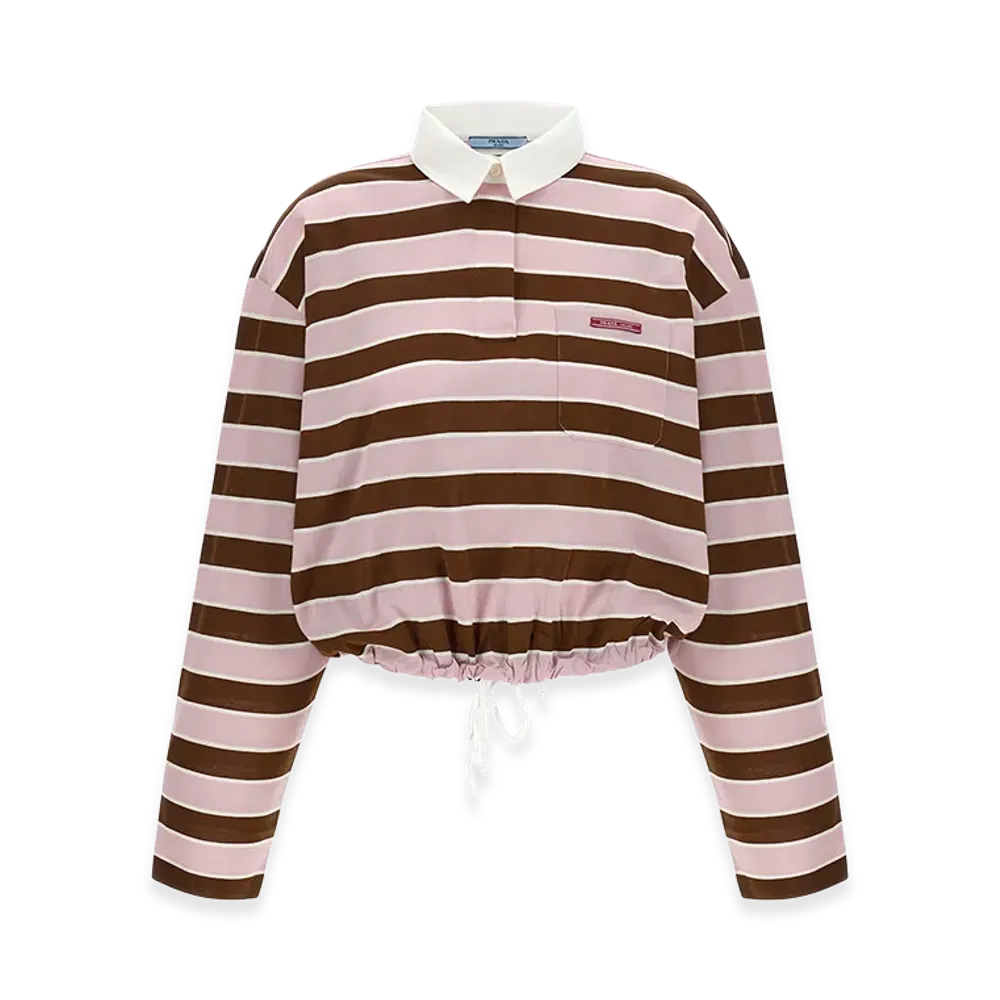 PRADA Women's Cropped Striped Polo Shirt "Stripped"