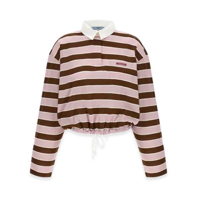 PRADA Women's Cropped Striped Polo Shirt "Stripped"