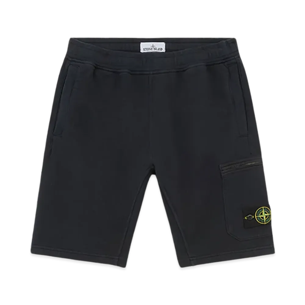 Stone Island 63620 Brushed Organic Cotton Fleece Cargo Bermuda Shorts with Pockets - 24FW "Navy Blue"