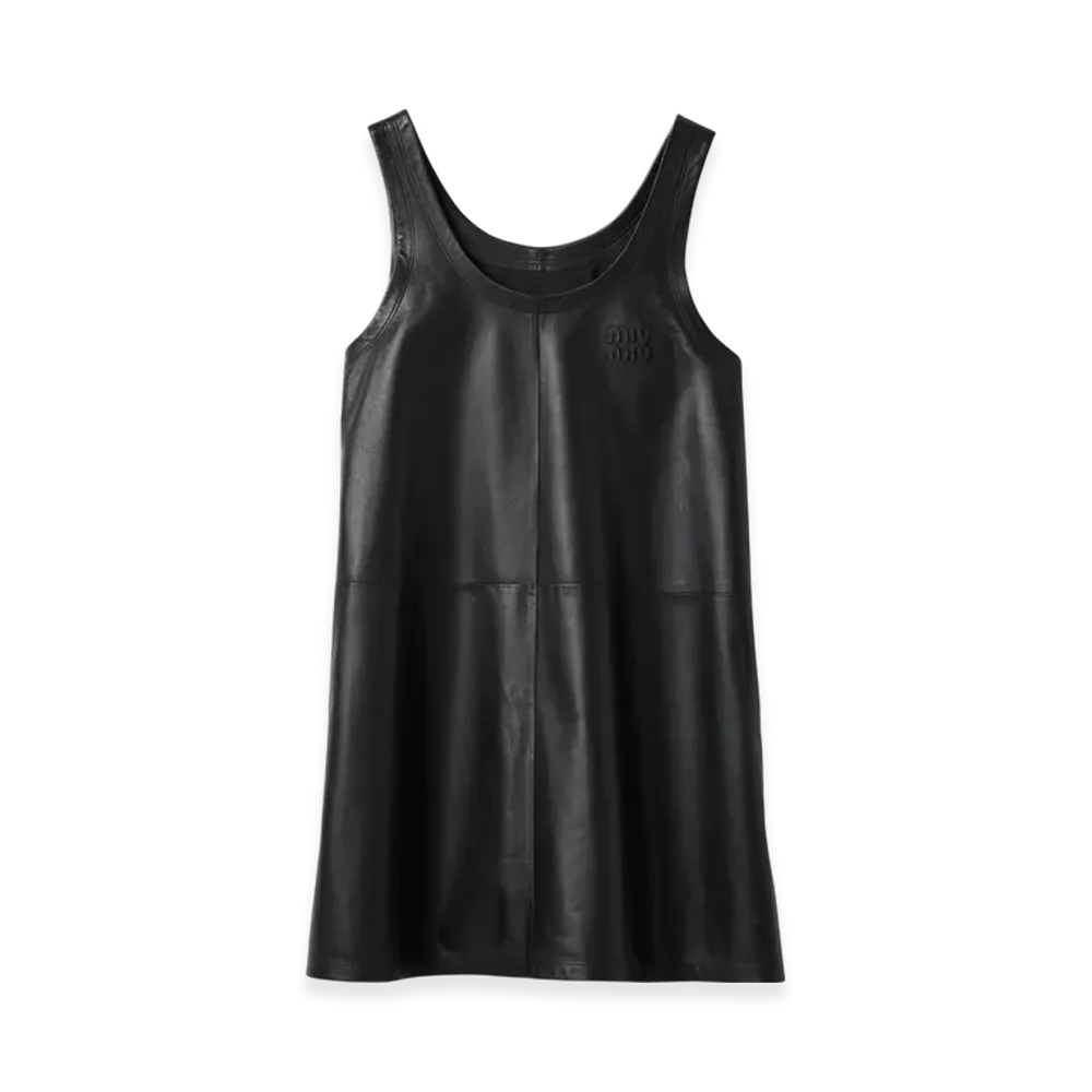 MIU MIU Women's Nappa Leather Mini Dress "Black"