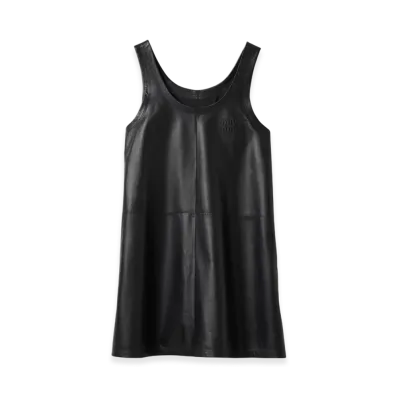MIU MIU Women's Nappa Leather Mini Dress "Black"