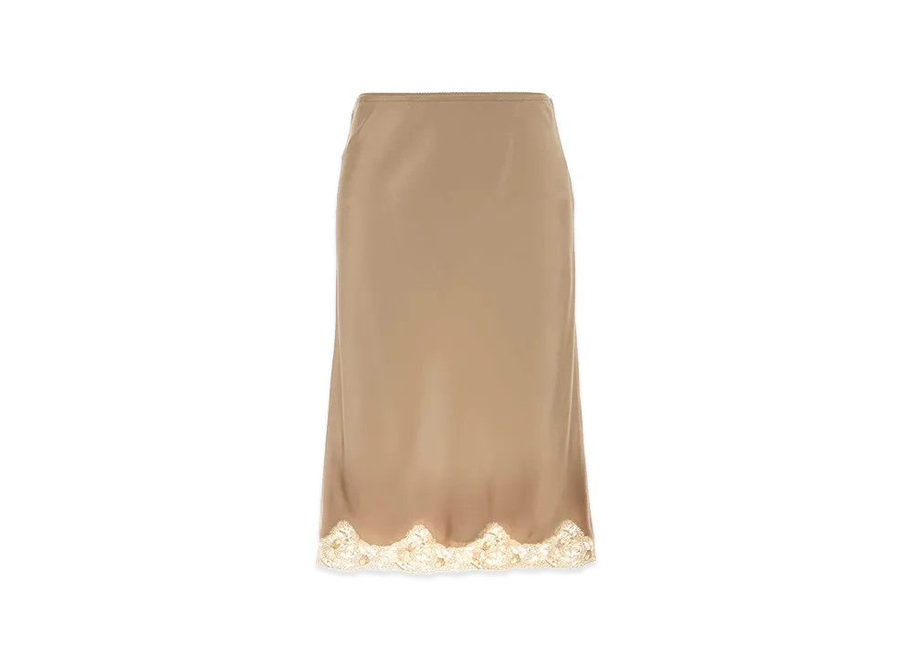 Saint Laurent Women's Beige Satin Skirt "Beige/Tan"