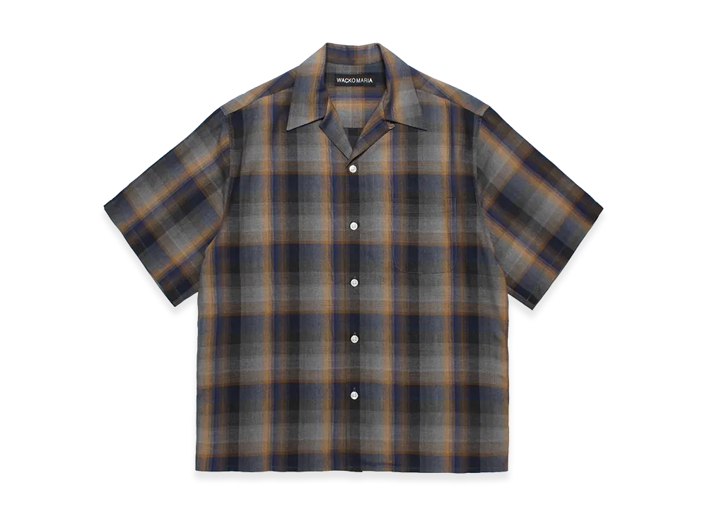 WACKO MARIA Ombre Check Open Collar Shirt "Blue"