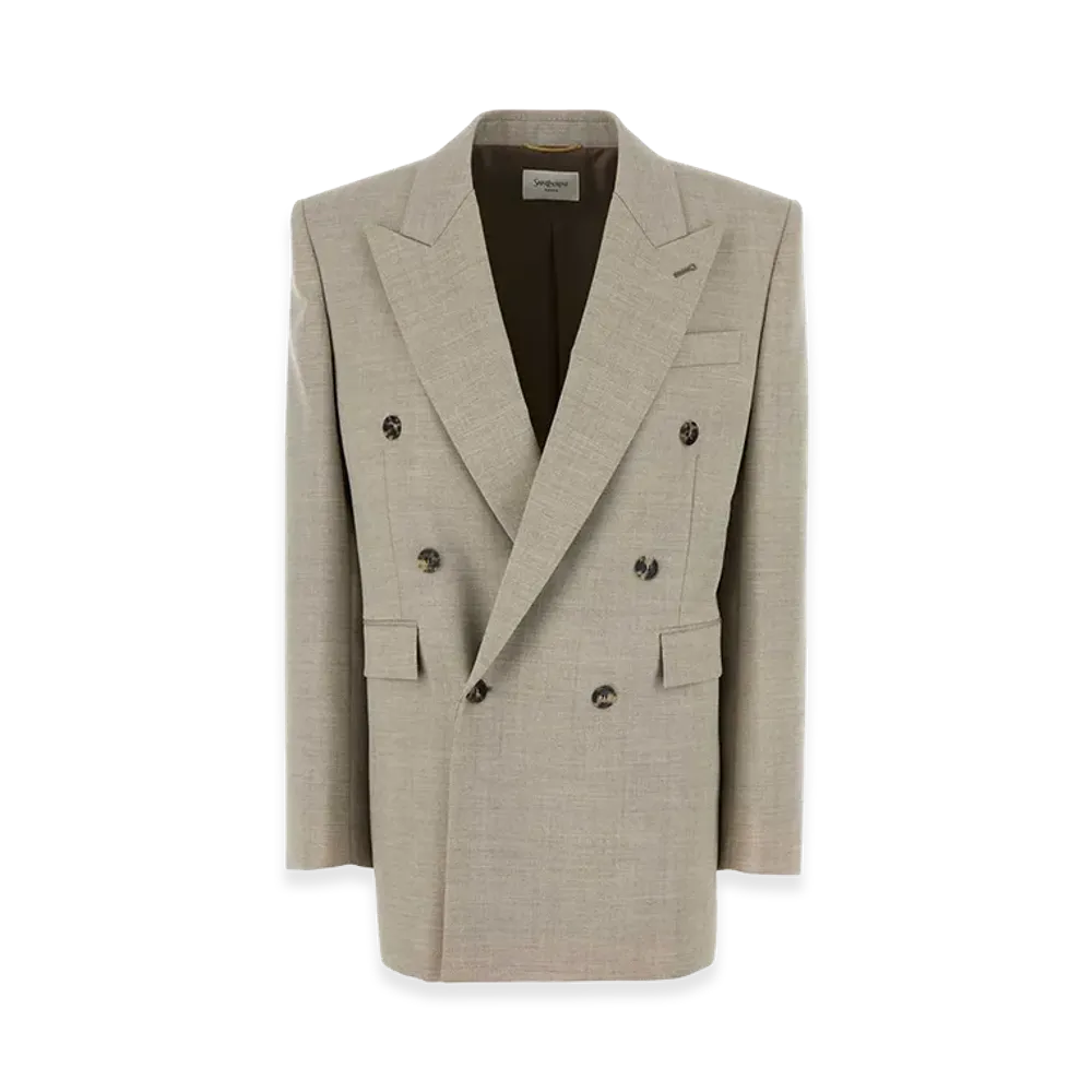 Saint Laurent Women's Cappuccino Wool Blazer "Beige/Tan"