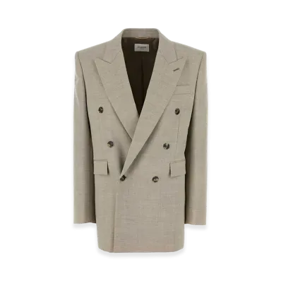 Saint Laurent Women's Cappuccino Wool Blazer "Beige/Tan"