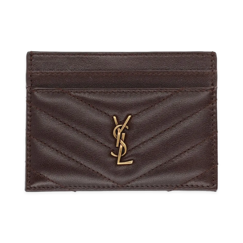 Saint Laurent Women's Cassandra Card Case "Dark Brown"