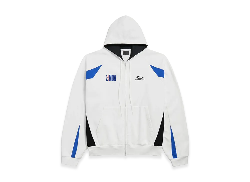 BALENCIAGA x NBA Collaboration Oversized Zip-Up Hoodie "White/Multicolor"