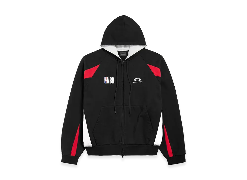 BALENCIAGA x NBA Collaboration Oversized Zip-Up Hoodie "Black/Multicolor"