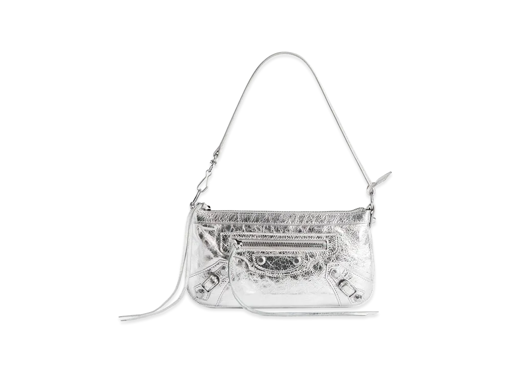 BALENCIAGA Women's Le City Pouch with Strap "Silver"