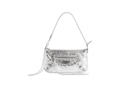 BALENCIAGA Women's Le City Pouch with Strap "Silver"