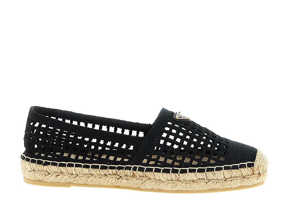 PRADA Women's Crochet Knitted Espadrilles "Black"