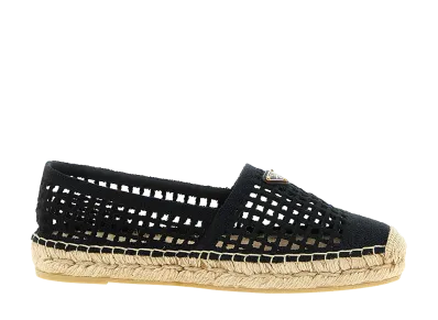 PRADA Women's Crochet Knitted Espadrilles "Black"