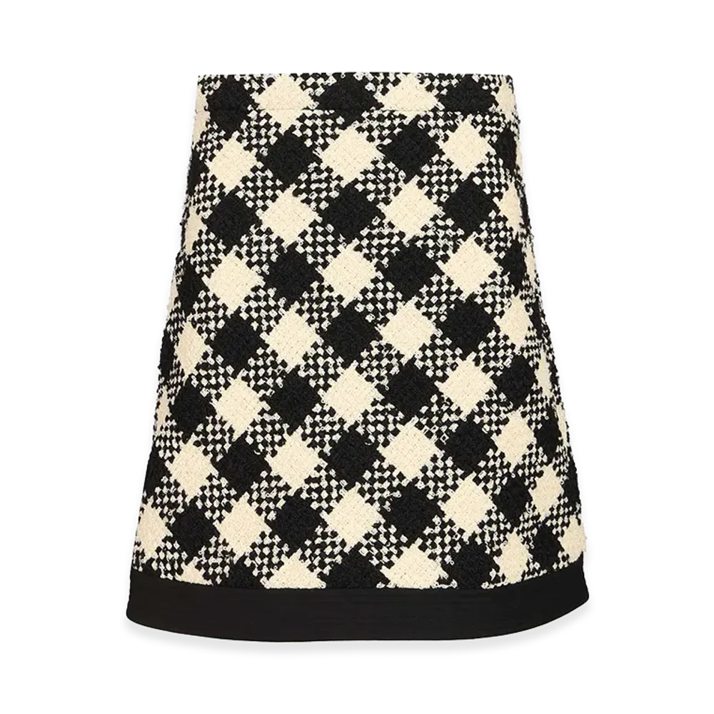 Valentino Women's Damier Tweed Skirt "Multicolor"