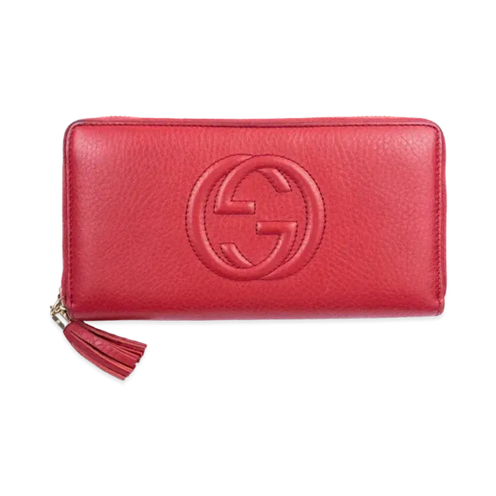 GUCCI Soho Tassel Zip Around Wallet "Red"